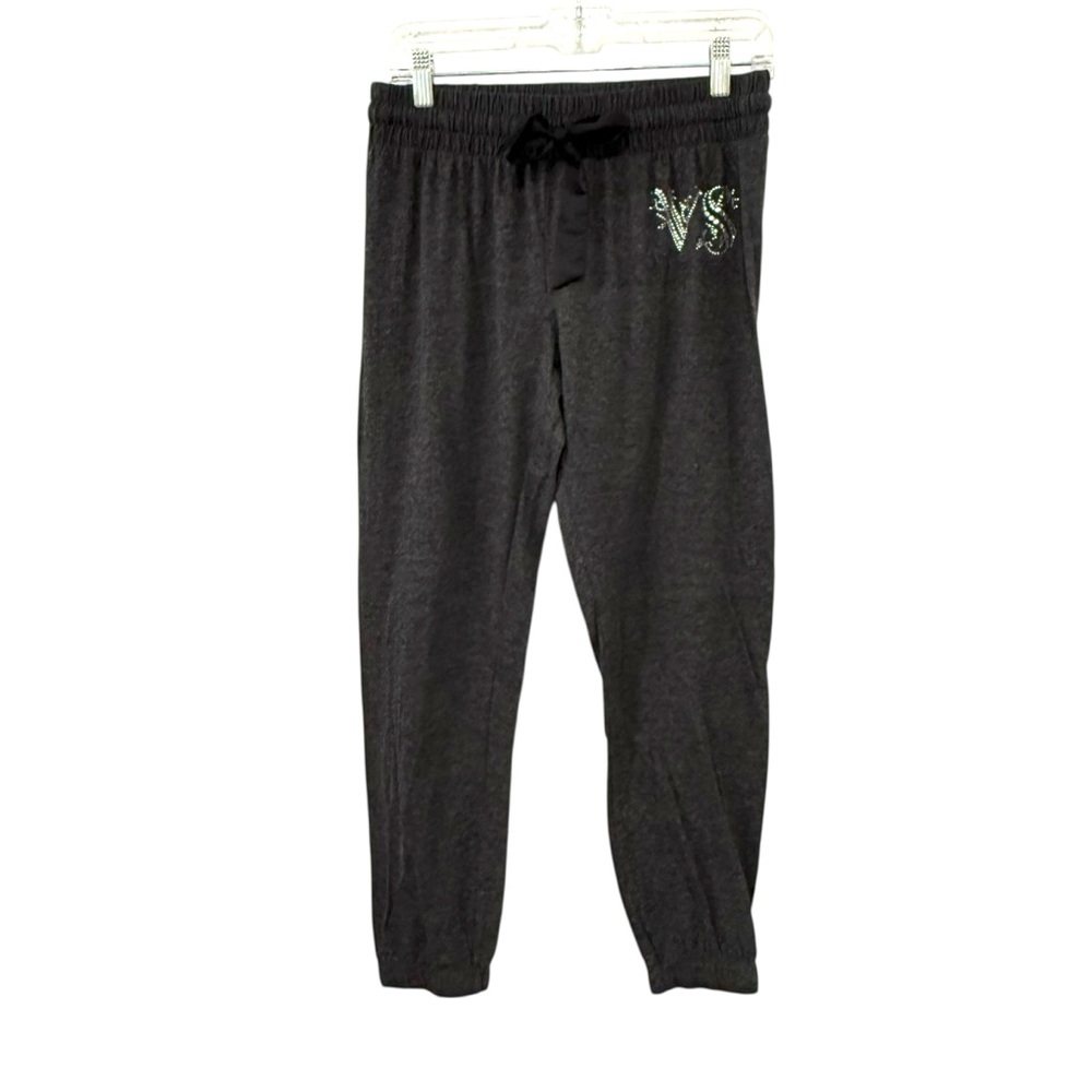 Victoria’s Secret Small Gray Rhinestone Logo Lounge pajama  Pants Elastic Waist